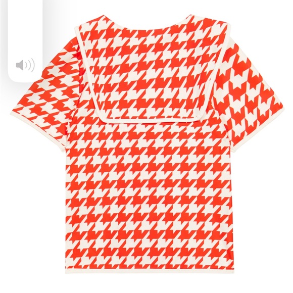Red houndstooth rashguard sailor top with a horse size 128-134 (7-9yo) - Picture 3 of 8